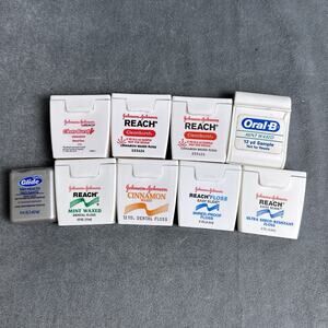 Vintage Dental Floss Lot Reach Cleanburst Cinnamon Wax Shred Proof Oral B Glide